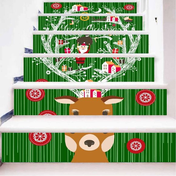 DSU Date Deer Autocollants D'escalier Liste Sur Les Nouveaux Stickers De Décoration De Noël Arbre De Noël Dans La Nouvelle Année 6 PCS - coloré 18 X 100CM