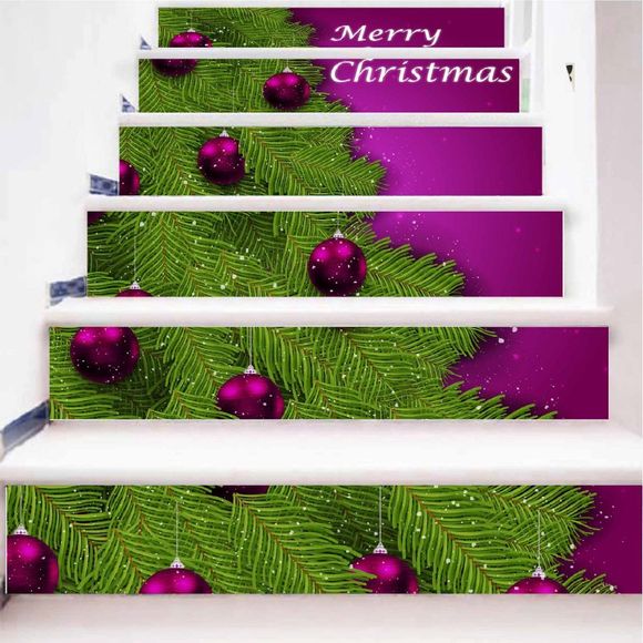 DSU De Noël Décoration de La Maison Escaliers Autocollants Xmas PVC Stickers Muraux Décor À La Maison 6 PCS - coloré 18 X 100CM