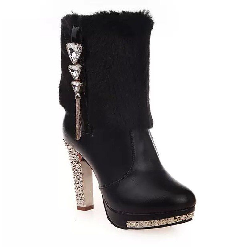 

Female Fashion Stiletto Boots Warm Waterproof, Black