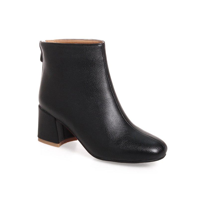 

Zipper Boots with Thick Temperament, Black