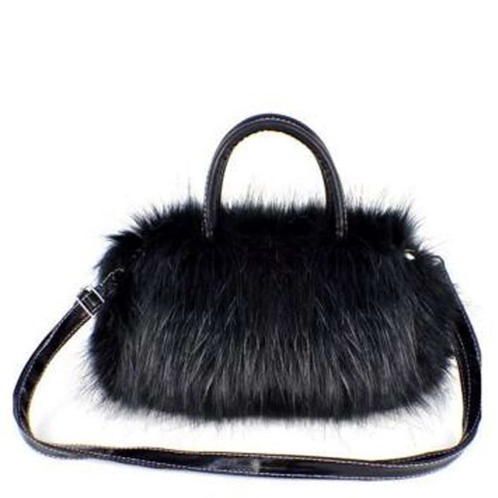 

Women's Handbag Exquisite Solid Fluffy Charm Bag, Black