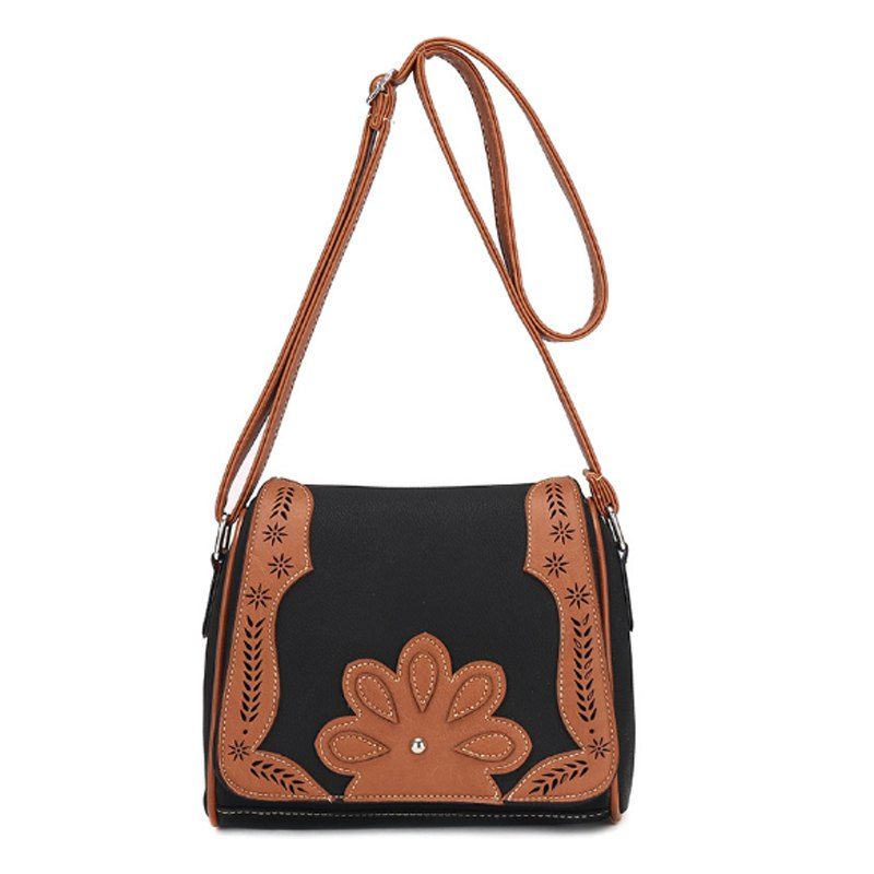 

Women's Crossbody Bag Retro Mori Girl Style Floral Patchwork Bag, Black