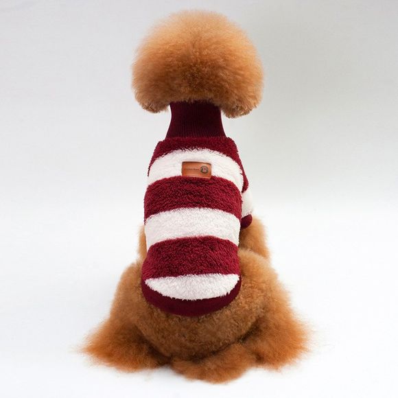 Coral Fleece Stripe Sweater Vêtements pour chiens - Rouge vineux 2XL