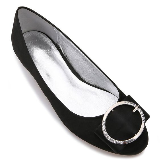 5049-31 chaussures de femmes chaussures de mariage talon plat - Noir 39