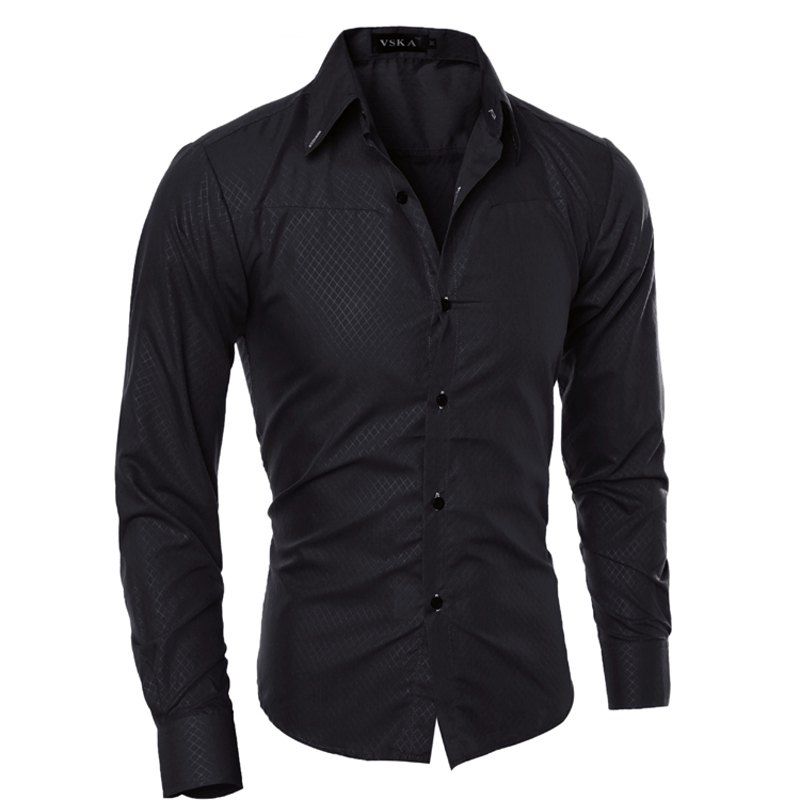

Brand New Autumn and Winter Men Shirt Social Masculina Casual Slim Fit Shirts, Black