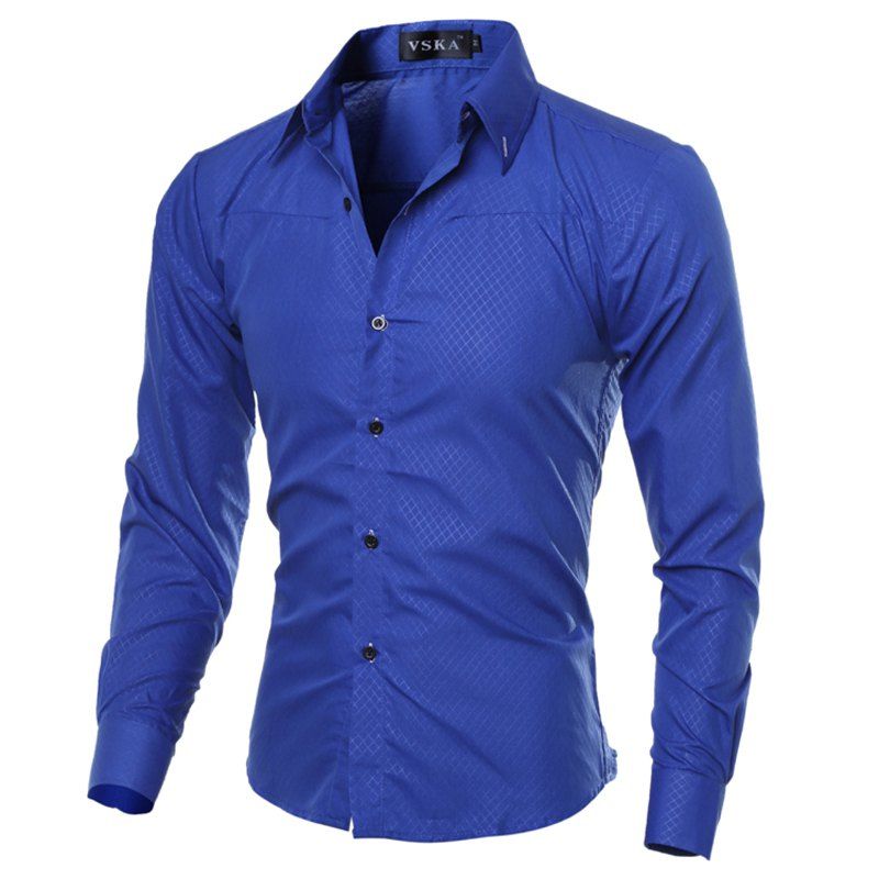 

Brand New Autumn and Winter Men Shirt Social Masculina Casual Slim Fit Shirts, Blue