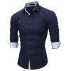 Homme Chemises Nouveau 2017 Mode Mâle Slim Fit Men  's Shirt À Manches Longues Casual-Chemise Hommes Vêtements - Bleu Marine M