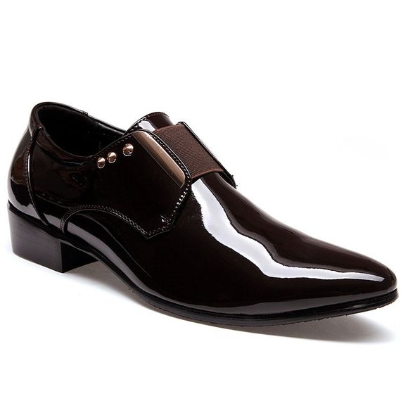 Nouvelles chaussures en cuir noir brillant version coréenne jeunes hommes chaussures - Noir 42