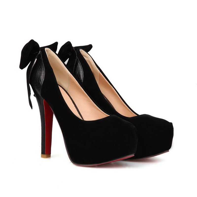 

Women'S Pumps Sweet Style Bowknot Decorative Solid Color Faddish Shoes, Black