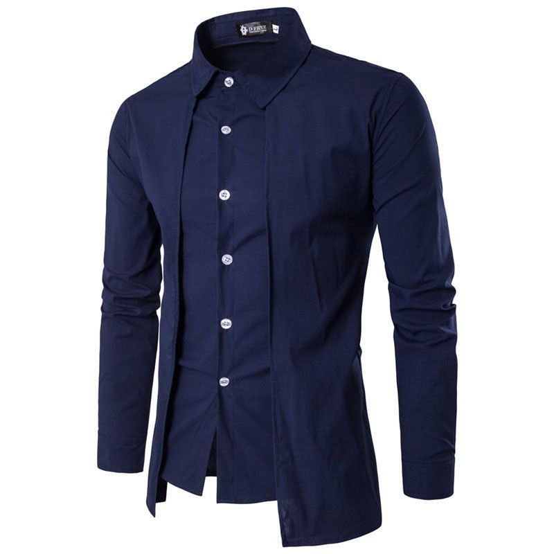 

Daily Simple Spring Fall Shirt, Navy blue