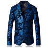 Blazers floraux d'or de luxe de mode haut de gamme des hommes costume occasionnel d'affaires - Bleu 56