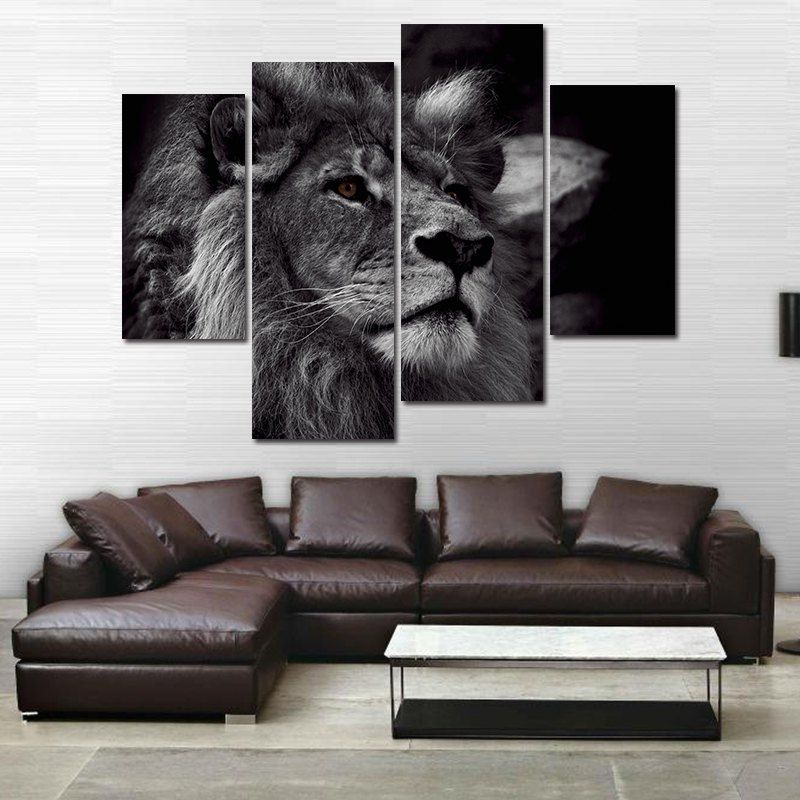 

Modern Frameless Oil Paintings for Home Wall Decoration 4PCS, Black and white