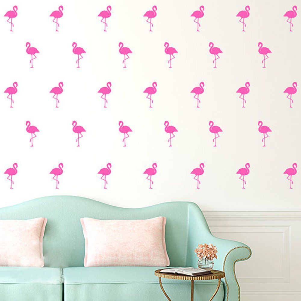 

Kids Room Decoration Flamingo Wall Stickers PVC Removable Decal 15 Pcs/lot, Pink