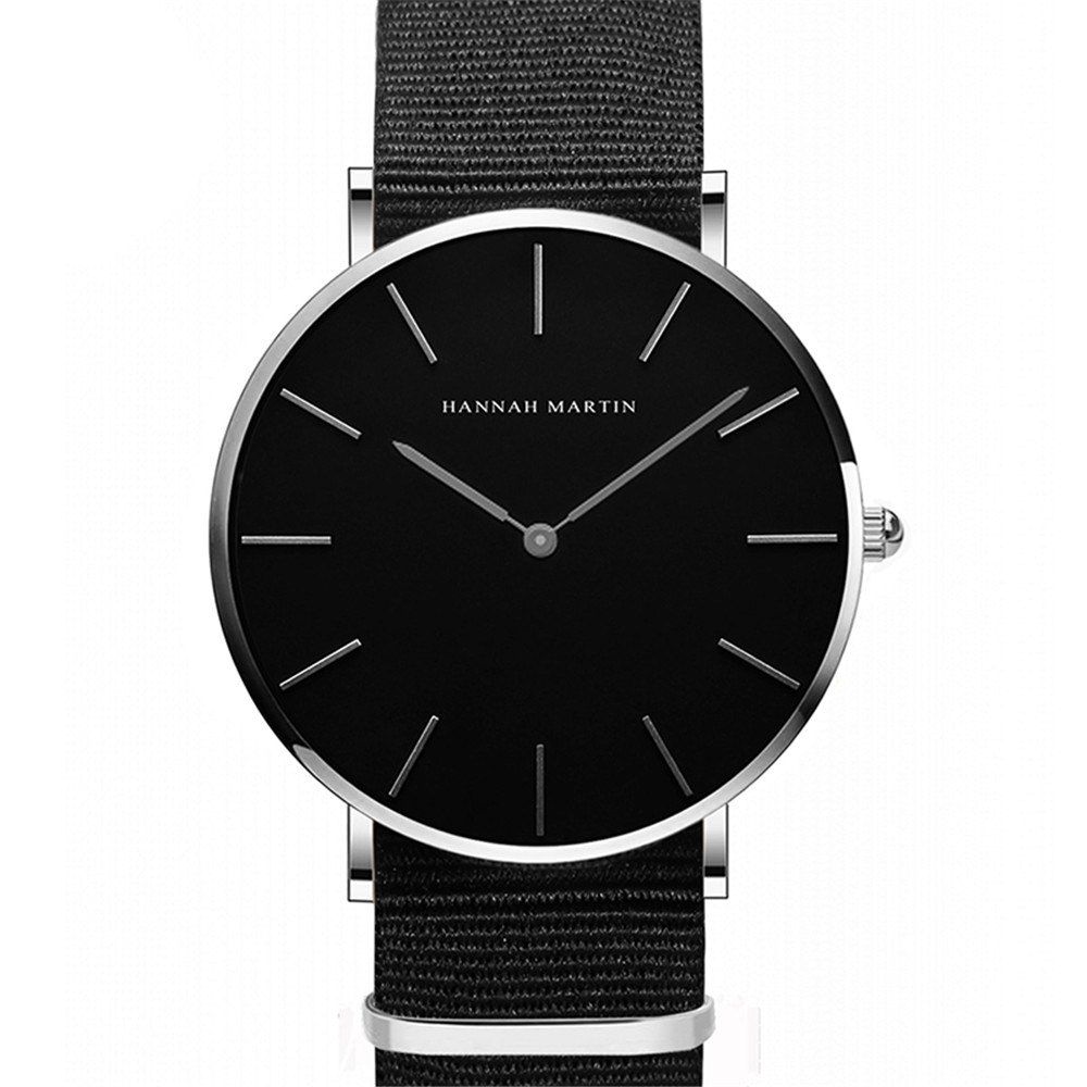 

Hannamading CH02 4893 Leisure Simple Waterproof Canvas Band Women Watch, Black white