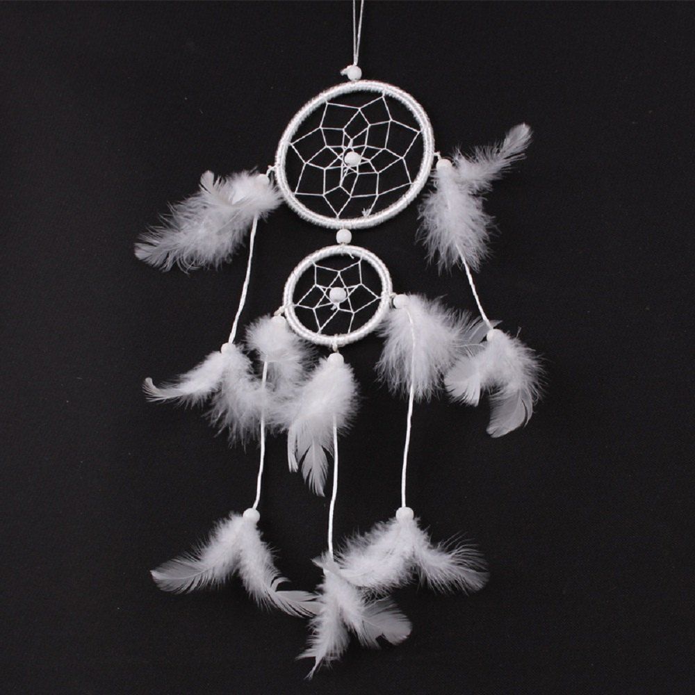 

Second Ring Dream Catcher Feather Ornaments Car Room Decoration, White