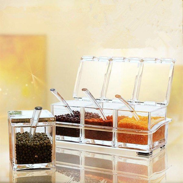 

Seasoning Bottles Jar Pot Set Kitchen Condiment Box Salt, Transparent