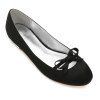 Chaussures de mariage des femmes 5049-22 confort ballerine printemps été satin talon plat - Noir 41