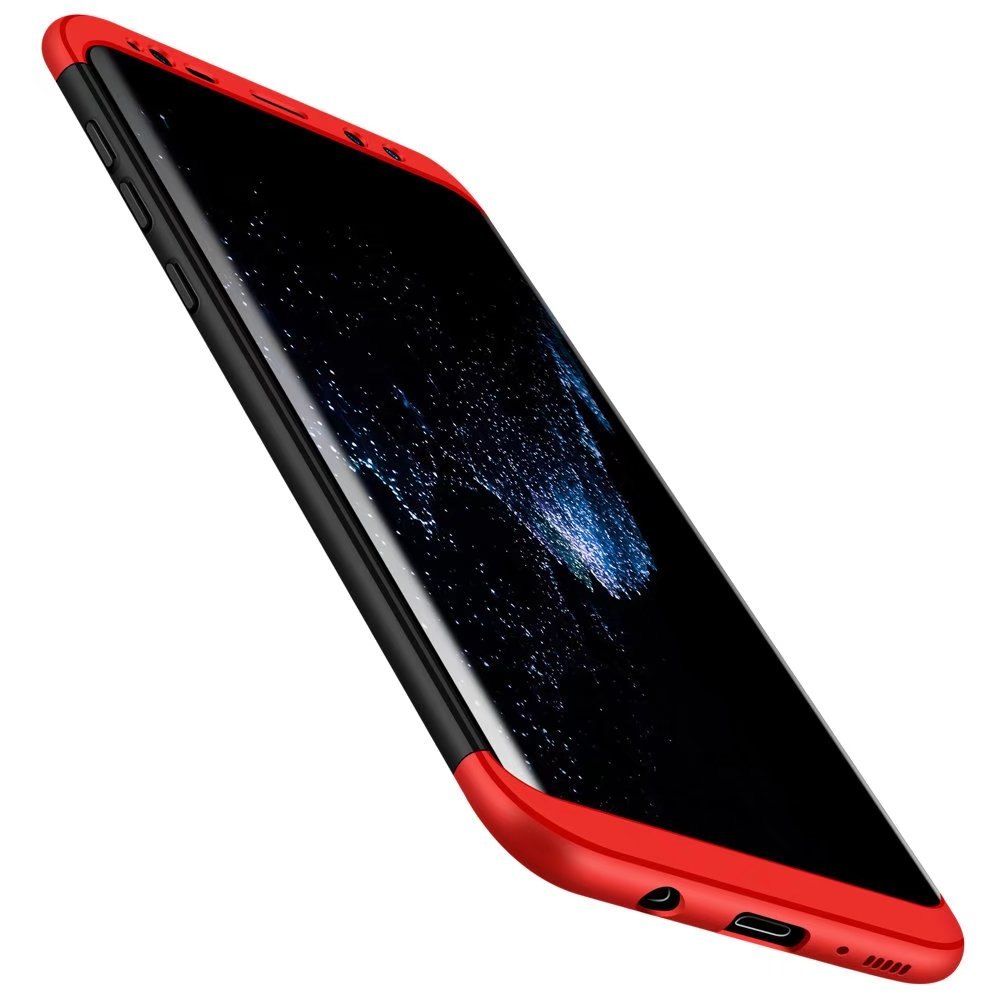 

3 in 1 Hybrid Hard Plastic Ultra Thin and Slim Anti-scratch Matte Finish Cover Case for Samsung Galaxy S8, Red + black
