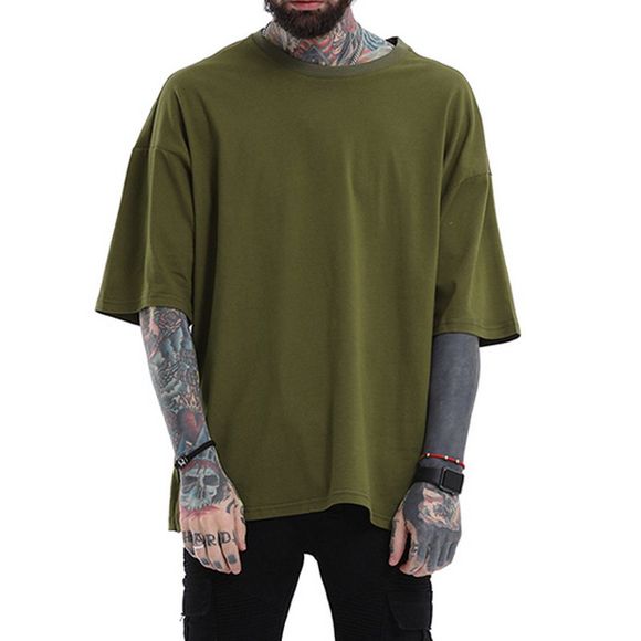 T-shirts à col rond pour hommes - Vert d'Armée L