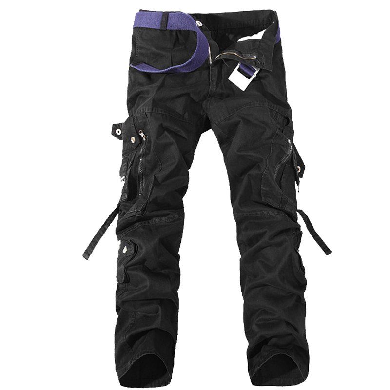 

Multi-Pockets Training Oversize Men'S Cotton Pants, Black a