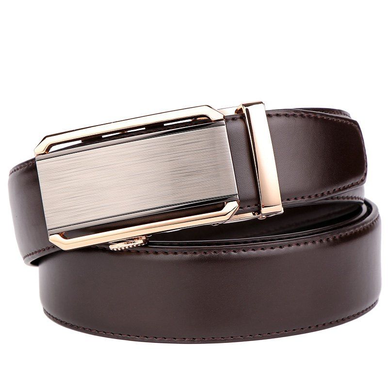 2018 Men&#39;s Leather Ratchet Belt with Fashion Automatic Buckle BLACK CM In Belts Online Store ...
