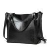 Sac fourre-tout en cuir ciré Wild Classic pour dames - Noir 