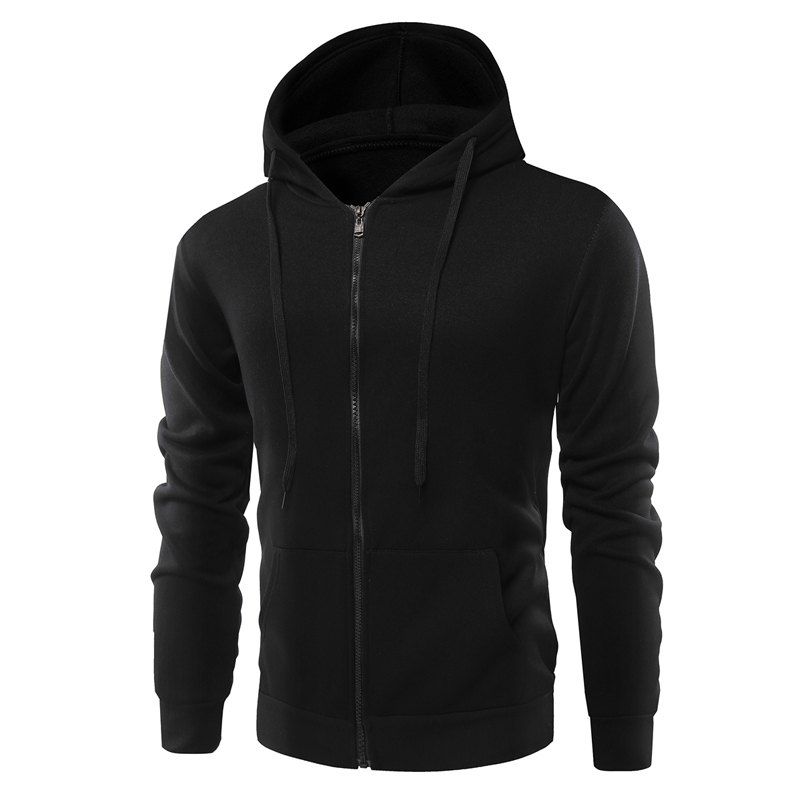 

Fashion Solid Color Wild Men Coat Hoodie, Black