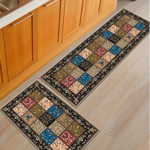 2018 Bath Floor Mat Vintage Style Grid Pattern Hand Machine Washable Bath Floor Mat Vintage Style Grid Pattern Hand Machine Washable Doormat Colormix 50x80cm