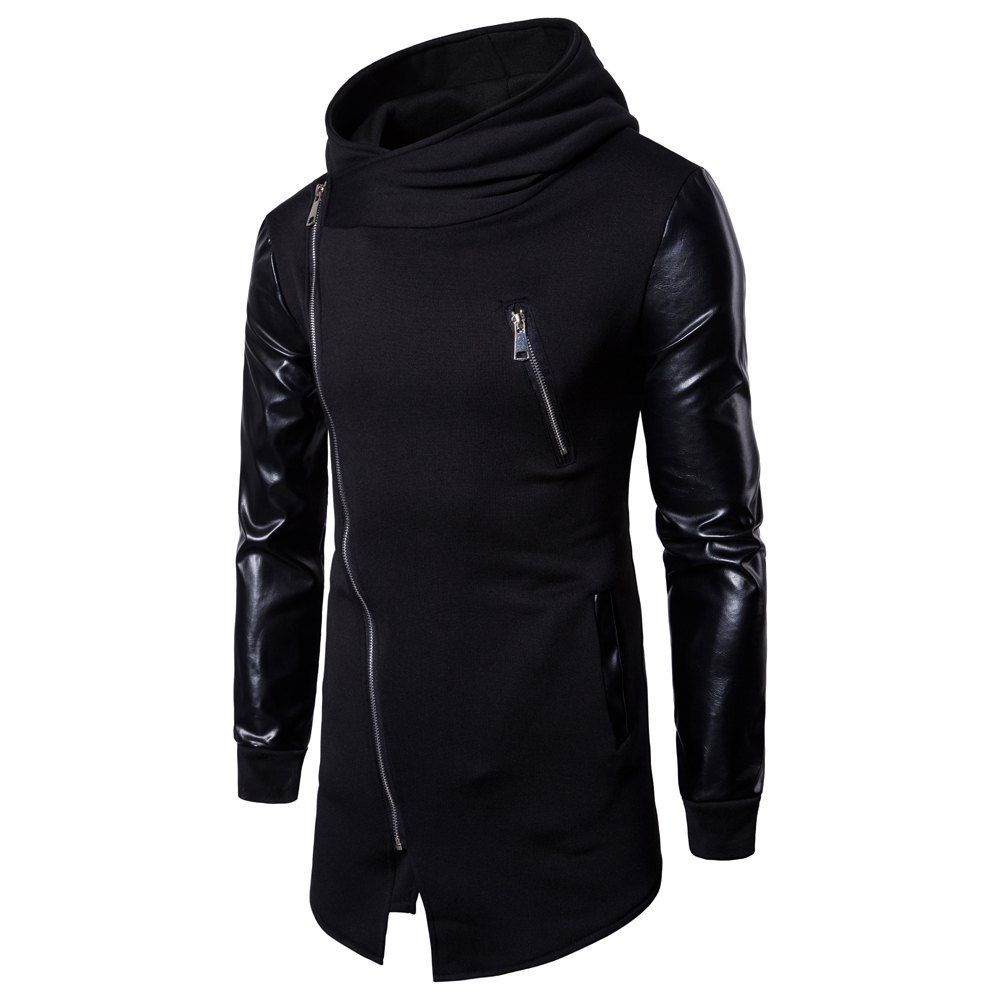 

Men'S Casual Sleeves Fashion Irregular Hoodie, Black
