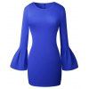 2017 Nouveau Style Sac Fendue Shaggy-Sleeve Dress - Bleu XL