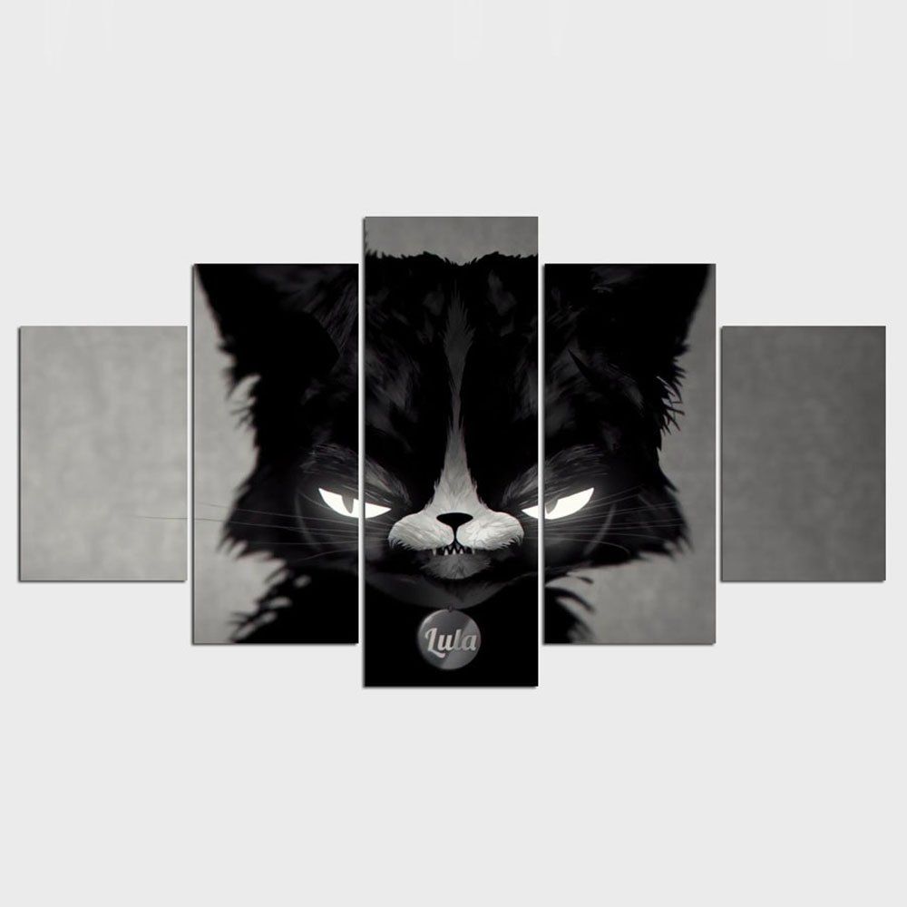 

YSDAFEN Black Cat Sergeant 5 Canvas Oil Painting Kids Room Home Decor, Colormix