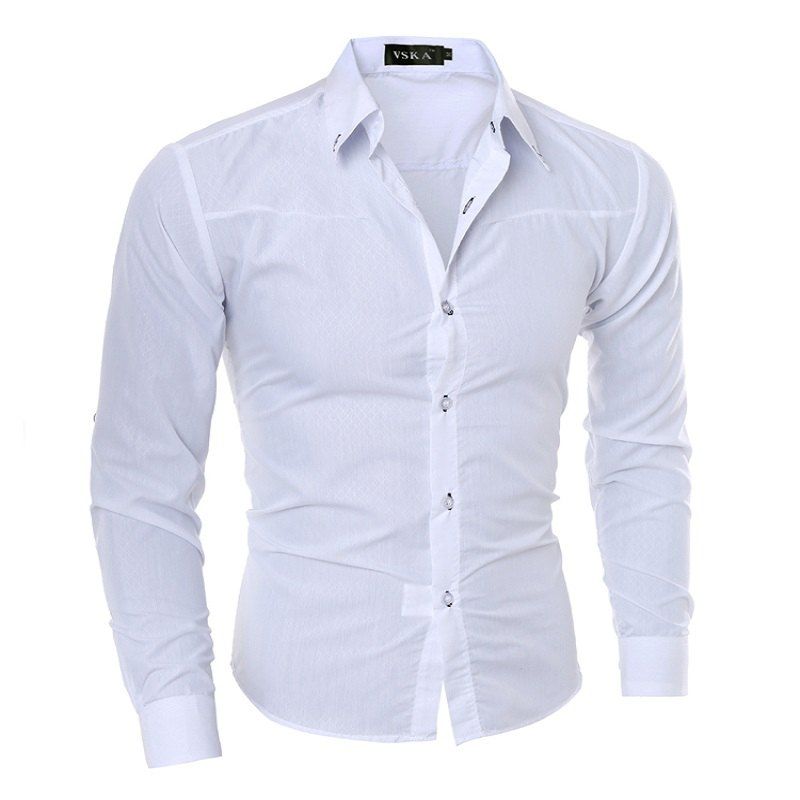 

2017 New Large Size M-XXXXXL Men'S Long-Sleeved Plaid Shirt, White