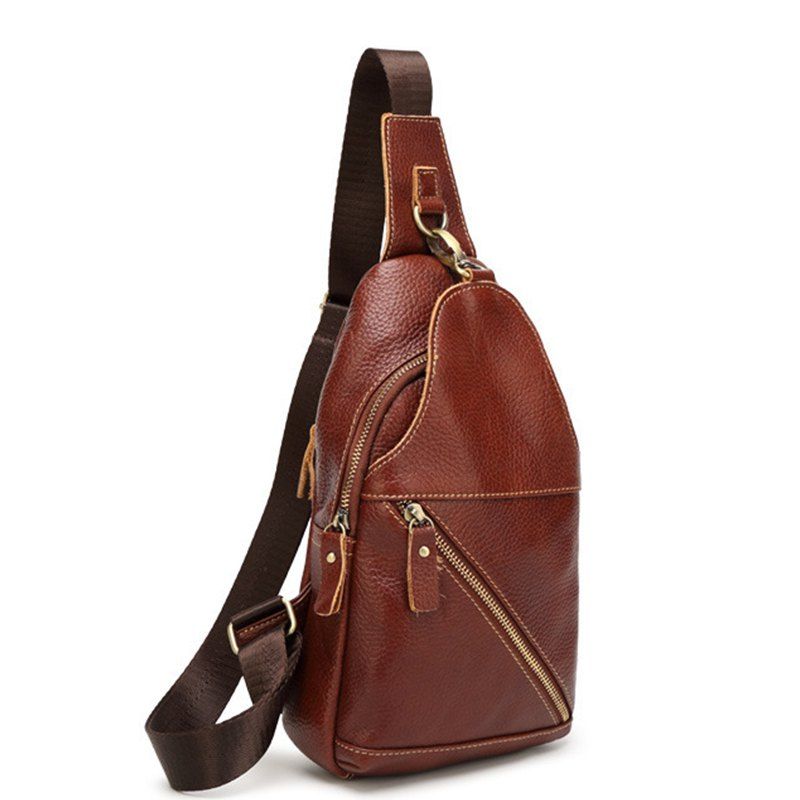 

Fashion Casual Simple Real Leather Cross-body Bag, Brown