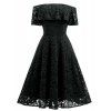2017 New Type of Shoulder Lace Big Swing Dress - BLACK L