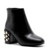 Faux Pearl Back Zipper PU Bottines - Noir 37