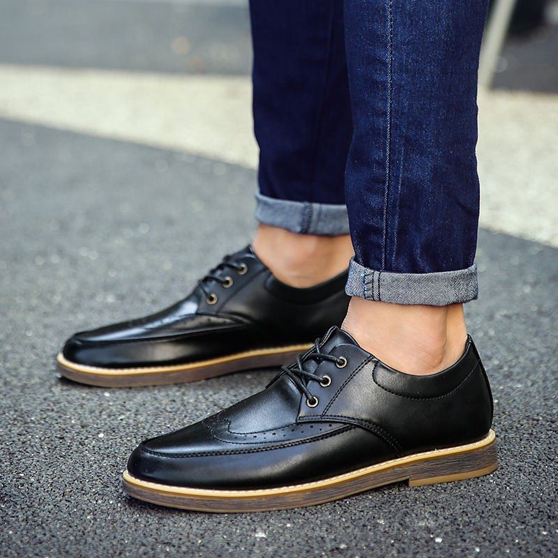 mens casual lace up leather shoes
