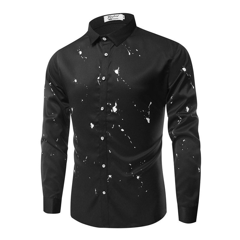 

Casual Fashion Casual Ink Men'S Long-Sleeved Shirt Men, Black