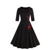 Nouvelles robes de broderie pour femmes Hepburn Style, automne et hiver - Noir 4XL