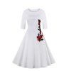 Nouvelles robes de broderie pour femmes Hepburn Style, automne et hiver - Blanc XL