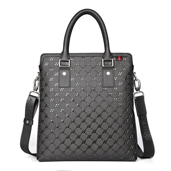 HAUT TON gaufrage affaires occasionnels en cuir serviette ordinateur portable épaule Messenger Bag - Noir 