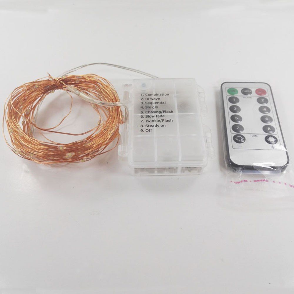 

1pc 10M 100 Leds Copper Wire Fairy String Lights Decorative Lights for Christmas Holiday Wedding Party with Remote Contr, Gold and white