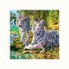 Deux tigres à la rivière Imprimer tirage au sort dessin au diamant - multicolore 