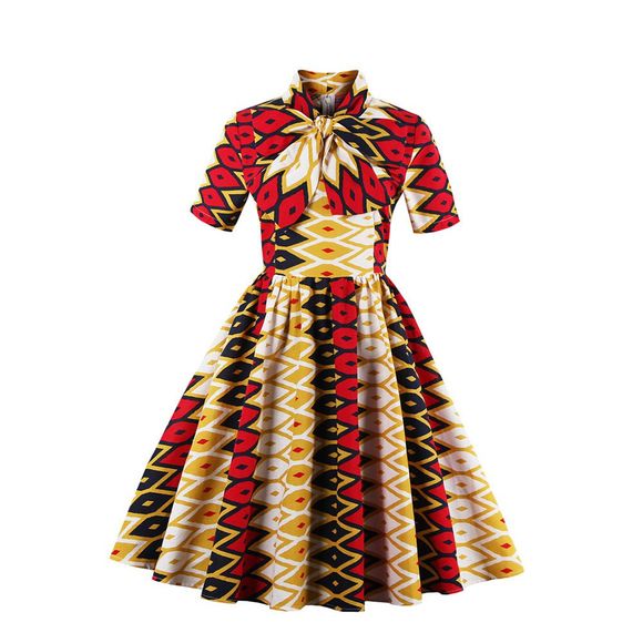 Robe à imprimé floral de couleur pour femmes - Rouge 4XL