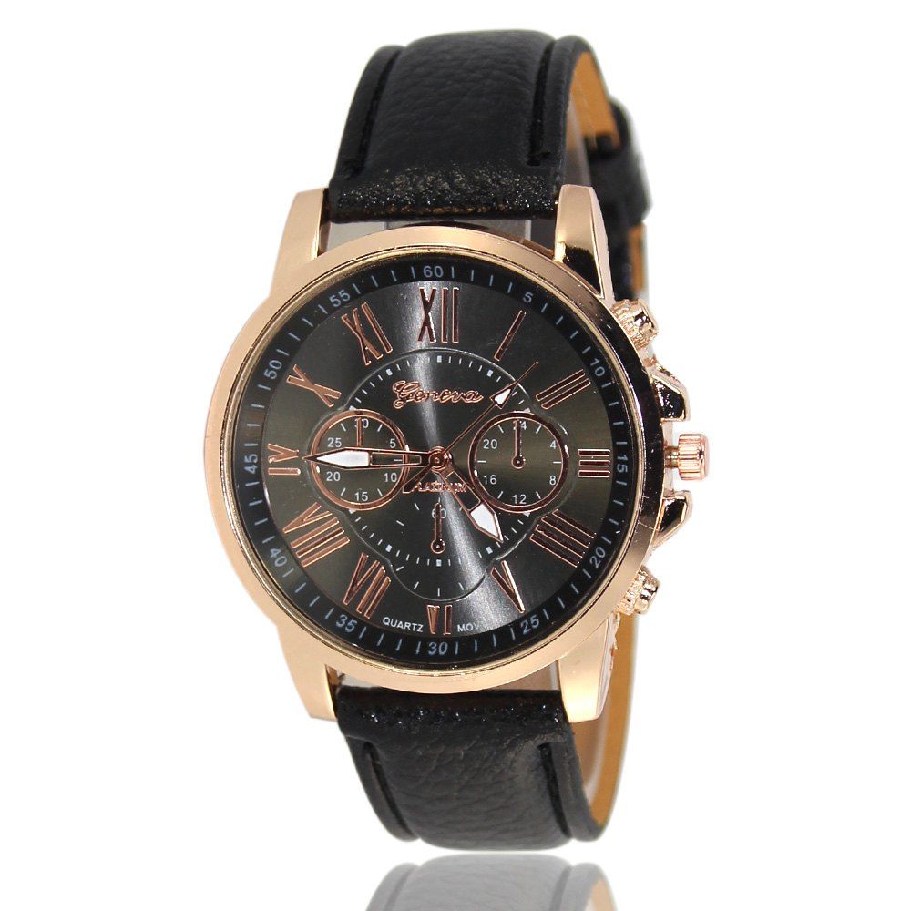 

ZhouLianFa Women Quartz Leather Band Watch, Black