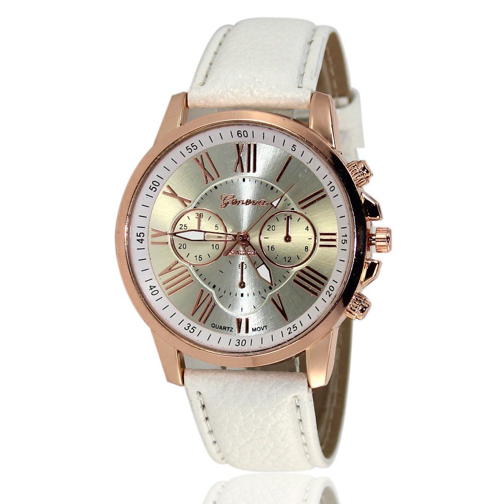 

ZhouLianFa Women Quartz Leather Band Watch, White