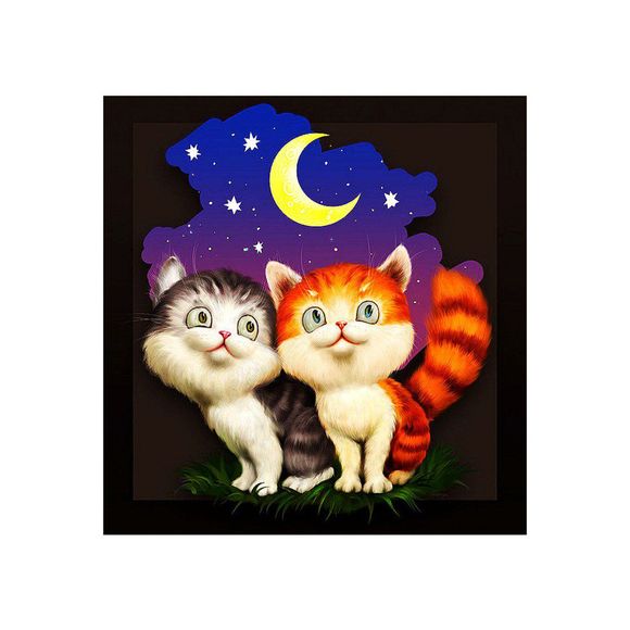 Lovers Moon Cat imprime des peintures de diamant - multicolore 
