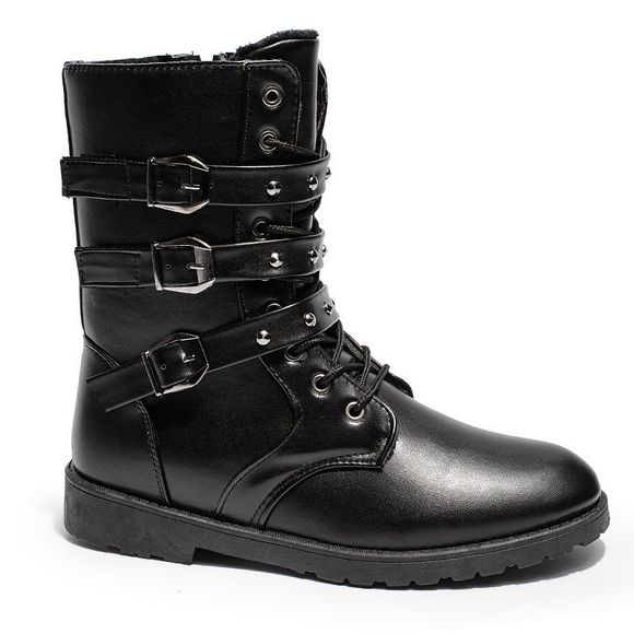 Bottes d  'hiver hautes chaussures de velours de neige chaudes pour hommes - Noir 43