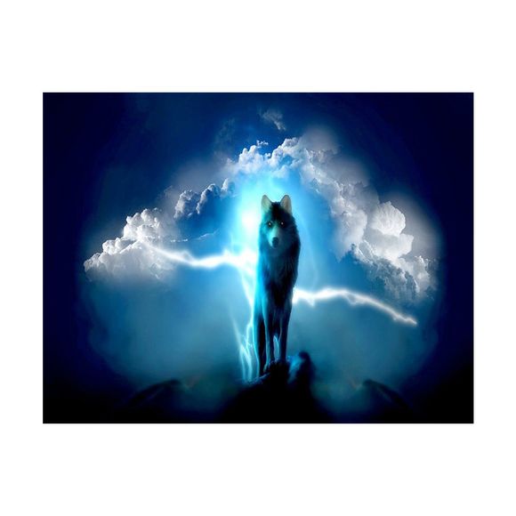 Loup Imprimer Dessiner Dessin au diamant - VERT / NOIR 