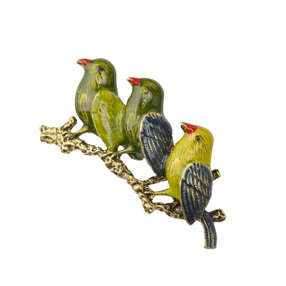Trois couleurs perroquet broche cadeaux de Noël Pins Corsage costume rétro Broches animaux pour les femmes Vintage Bird - coloré 