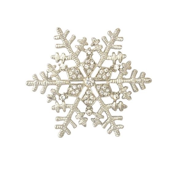 Cadeaux de Noël Broches de flocon de neige pour les femmes accessoires de vêtement cristal strass écharpe épingles broches bijoux - Argent 
